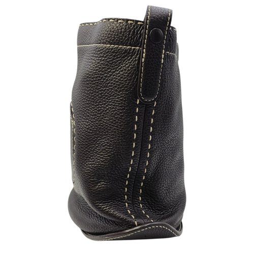 Pin Daily Brown Crossbody Bag in Calfskin Gold hardware