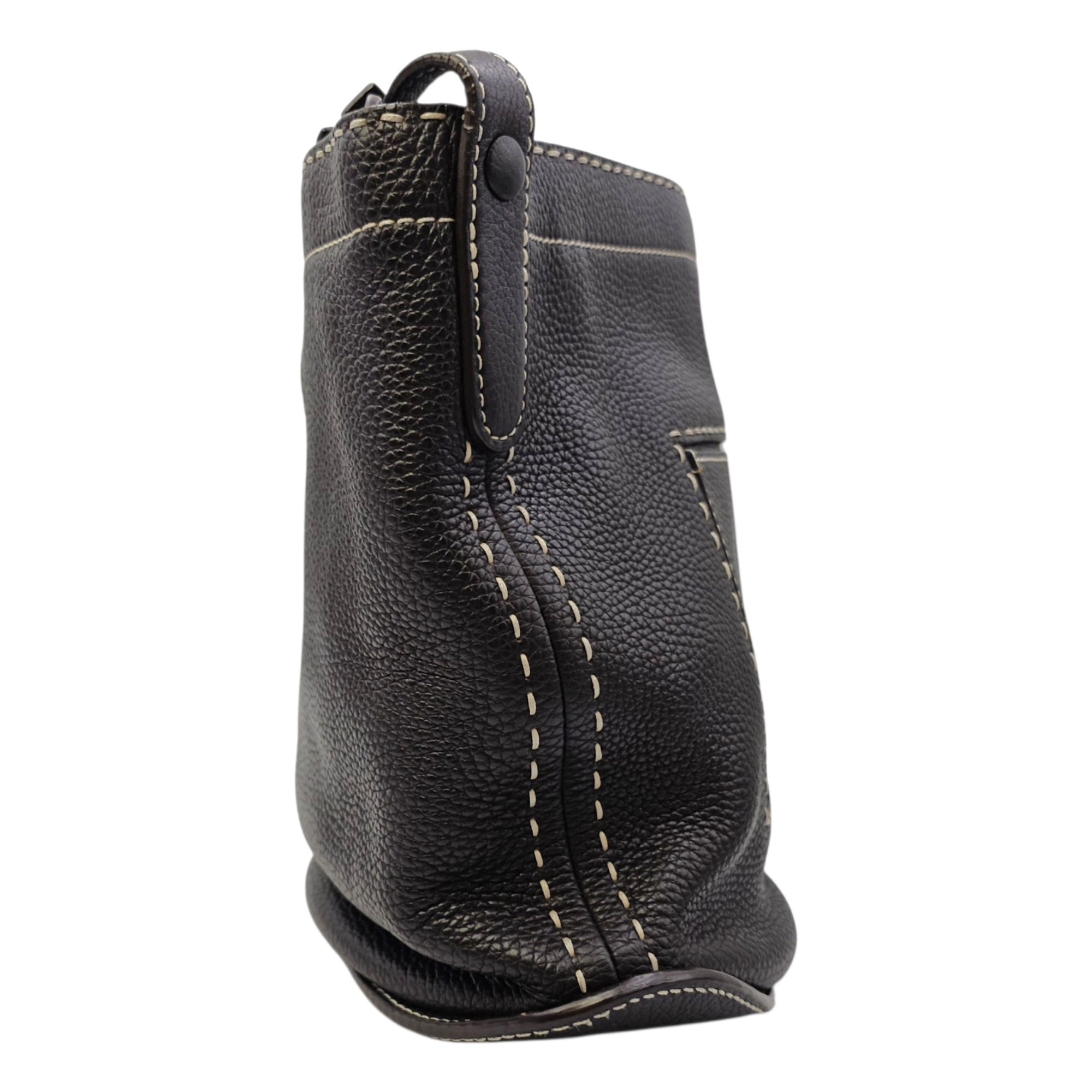 Pin Daily Brown Crossbody Bag in Calfskin Gold hardware