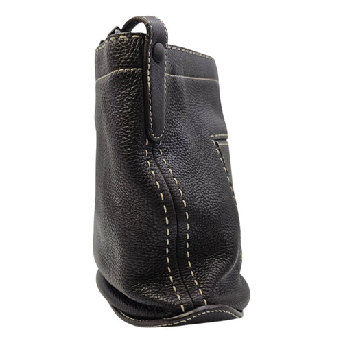 Pin Daily Brown Crossbody Bag in Calfskin Gold hardware