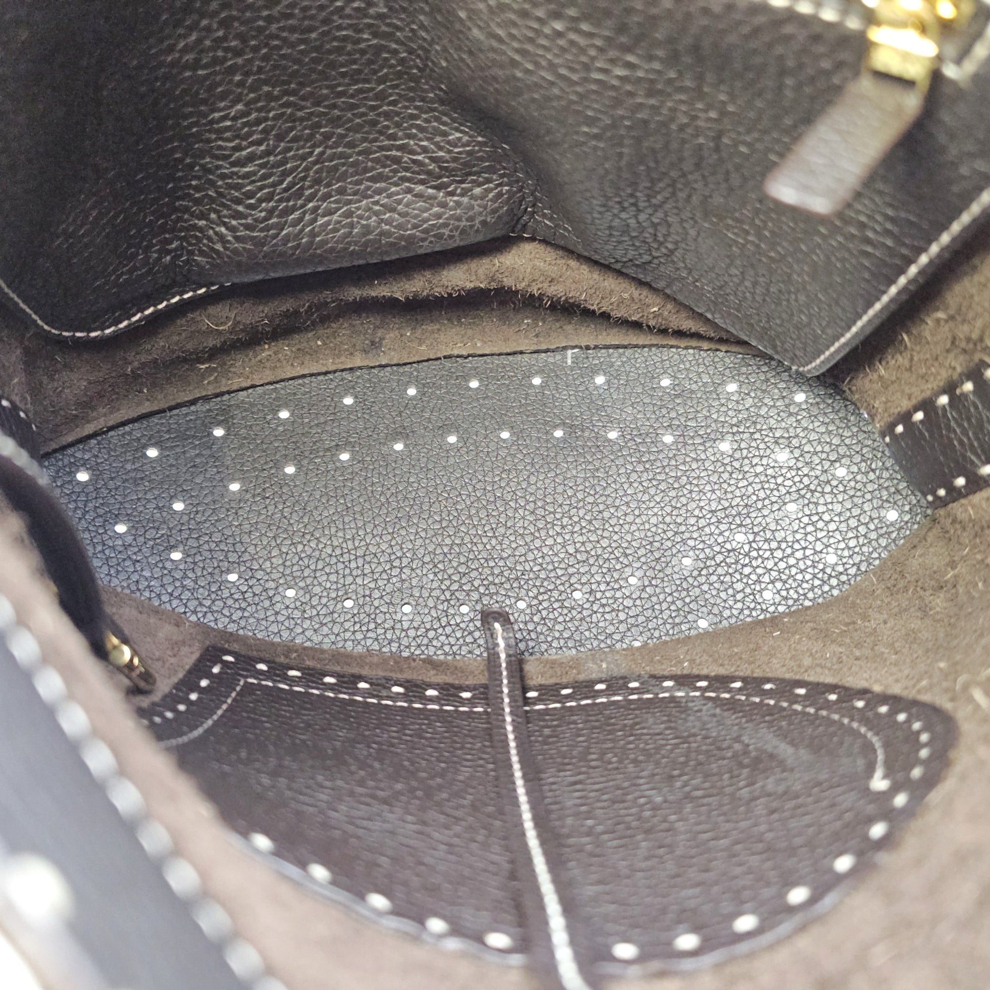 Pin Daily Brown Crossbody Bag in Calfskin Gold hardware