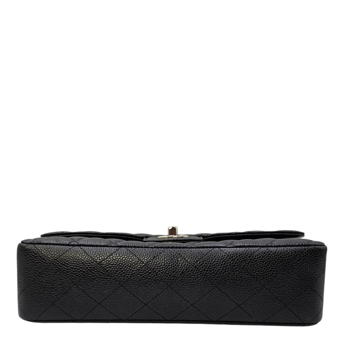 Classic Medium Black Shoulder Bag in Caviar Leather Silver hardware