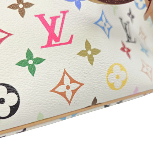Neverfull MM White Multicolor Tote Bag in Coated Canvas Gold hardware