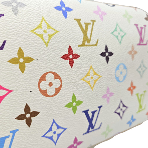 Neverfull MM White Multicolor Tote Bag in Coated Canvas Gold hardware
