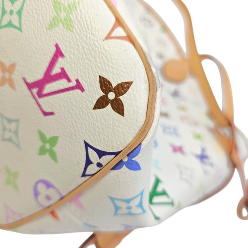 Neverfull MM White Multicolor Tote Bag in Coated Canvas Gold hardware