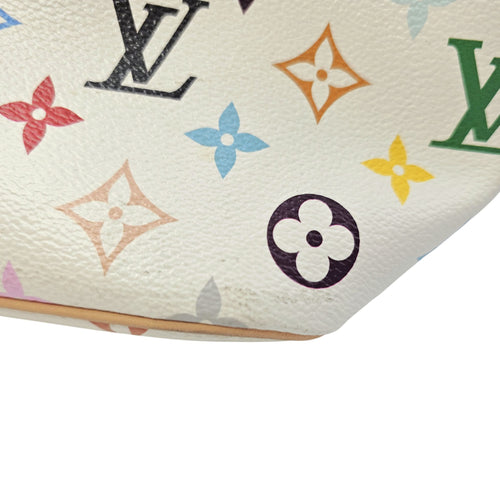Neverfull MM White Multicolor Tote Bag in Coated Canvas Gold hardware