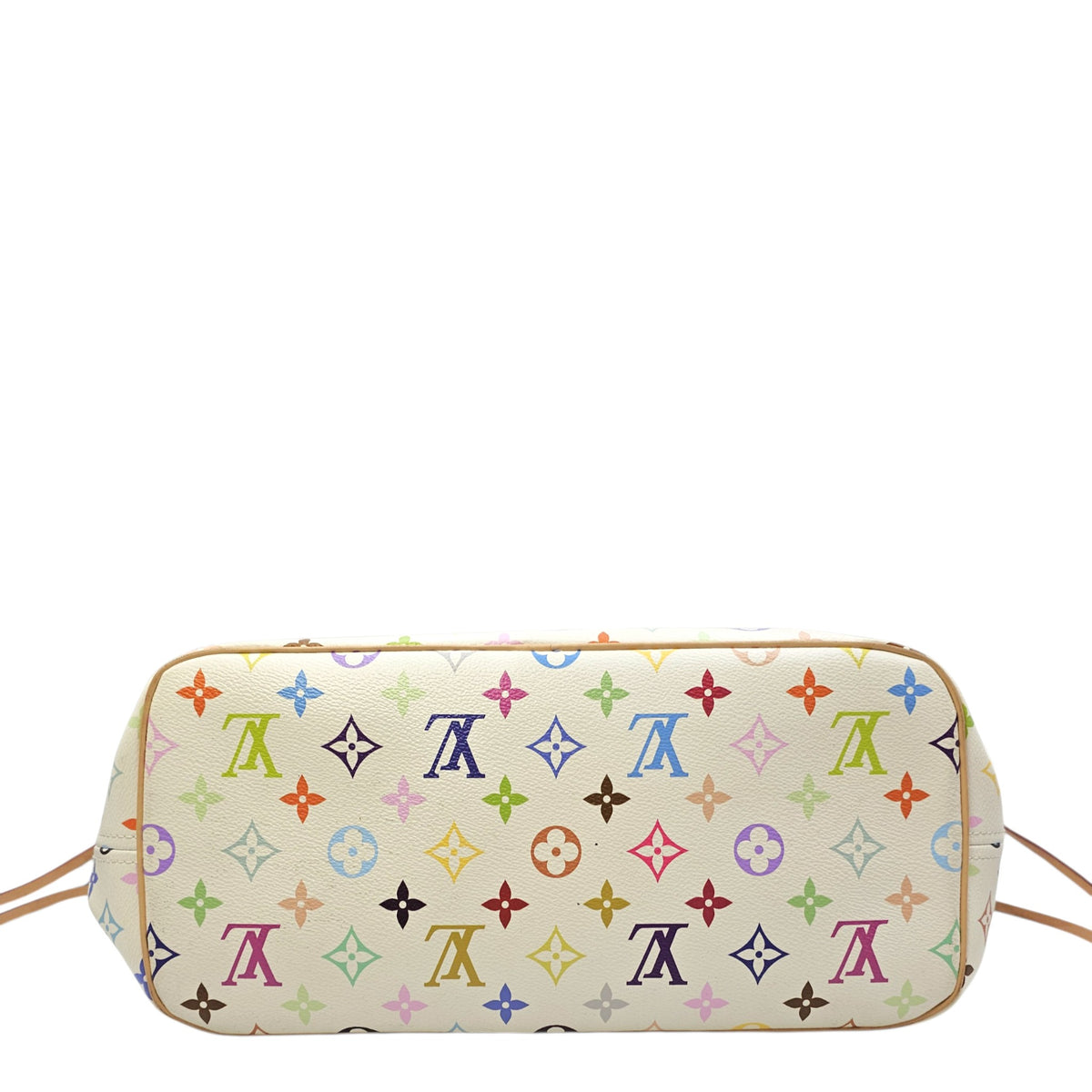 Neverfull MM White Multicolor Tote Bag in Coated Canvas Gold hardware