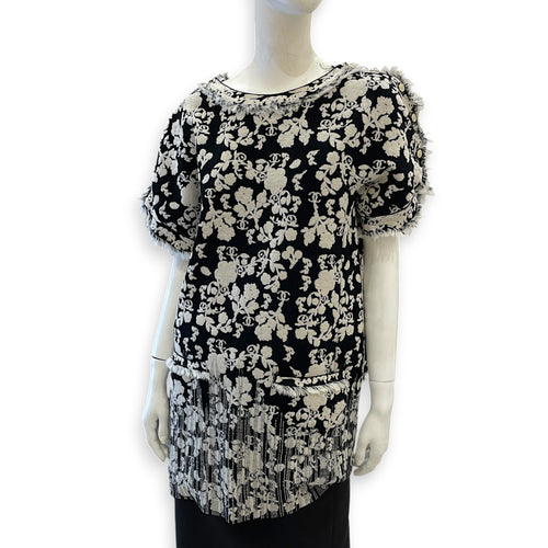 2014C Singapore Floral Jacquard Knit Mini Dress  38 Multi-colour Ready-To-Wear in Cotton  Resin hardware
