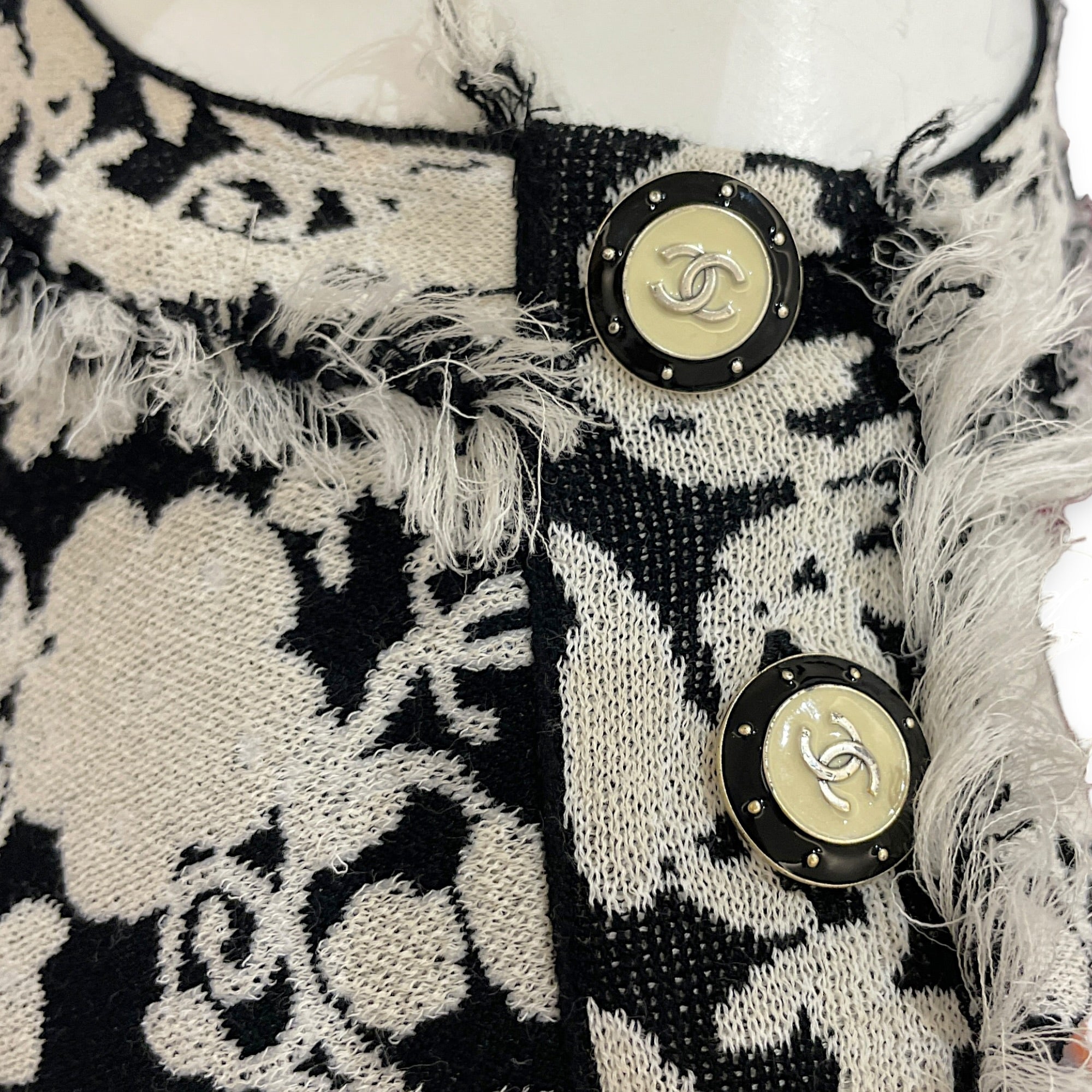 2014C Singapore Floral Jacquard Knit Mini Dress  38 Multi-colour Ready-To-Wear in Cotton  Resin hardware