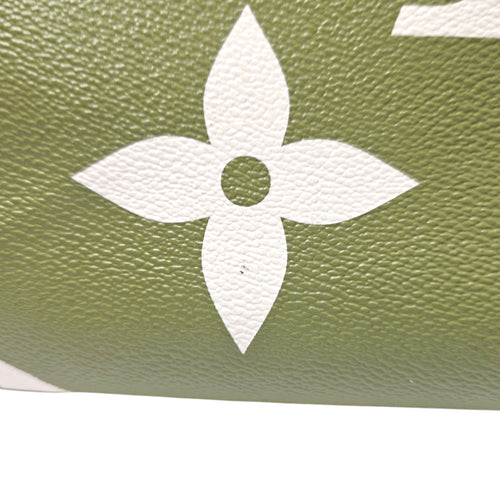 OnTheGo GM Khaki/Kaki Tote Bag in Monogram Coated Canvas Gold hardware