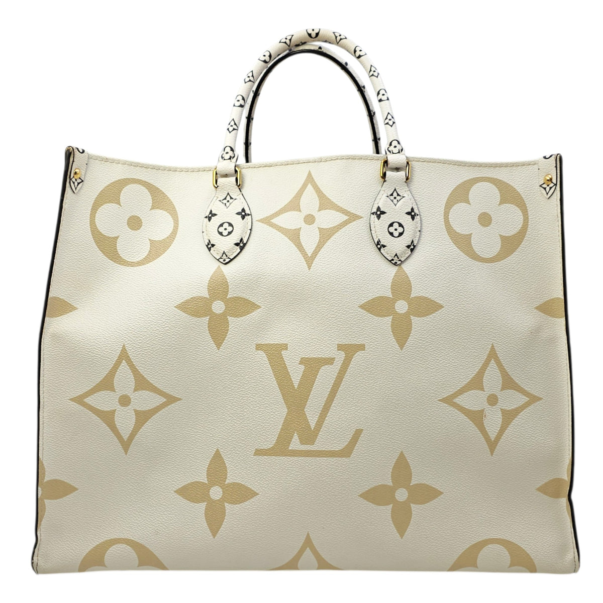 OnTheGo GM Khaki/Kaki Tote Bag in Monogram Coated Canvas Gold hardware