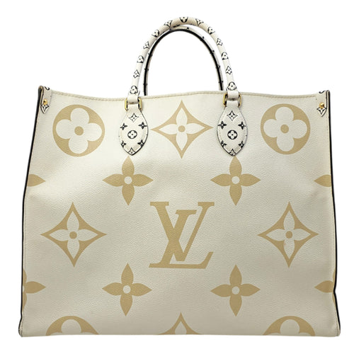 OnTheGo GM Khaki/Kaki Tote Bag in Monogram Coated Canvas Gold hardware