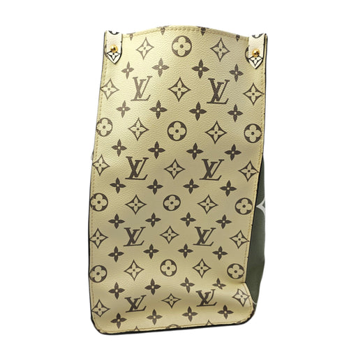 OnTheGo GM Khaki/Kaki Tote Bag in Monogram Coated Canvas Gold hardware