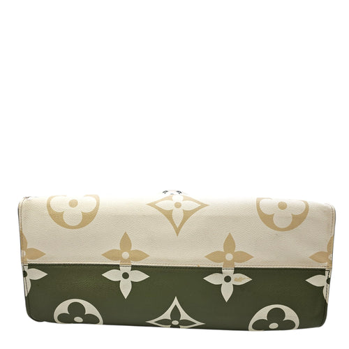 OnTheGo GM Khaki/Kaki Tote Bag in Monogram Coated Canvas Gold hardware