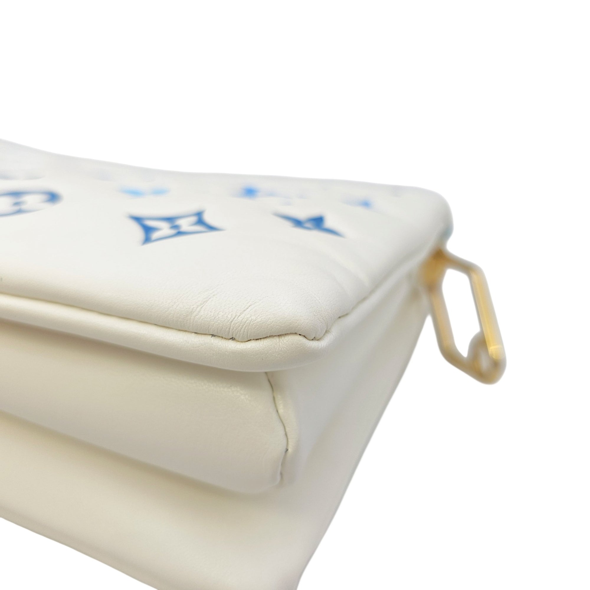 Coussin  PM White/Blue Crossbody Bag in Lambskin Gold hardware