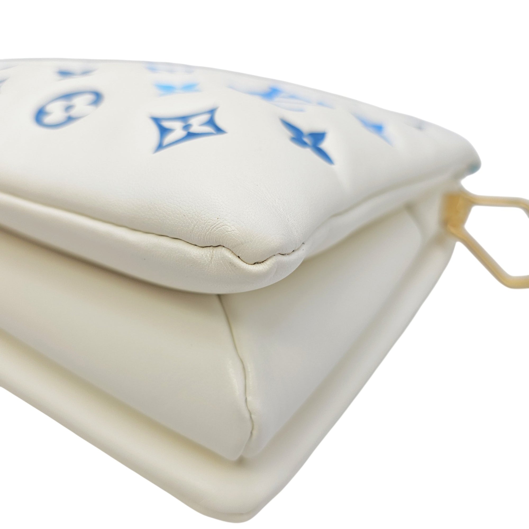 Coussin  PM White/Blue Crossbody Bag in Lambskin Gold hardware