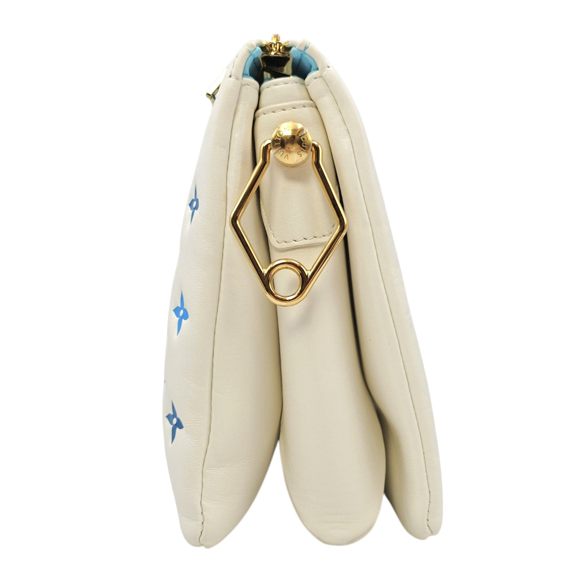 Coussin  PM White/Blue Crossbody Bag in Lambskin Gold hardware