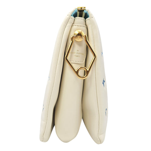 Coussin  PM White/Blue Crossbody Bag in Lambskin Gold hardware