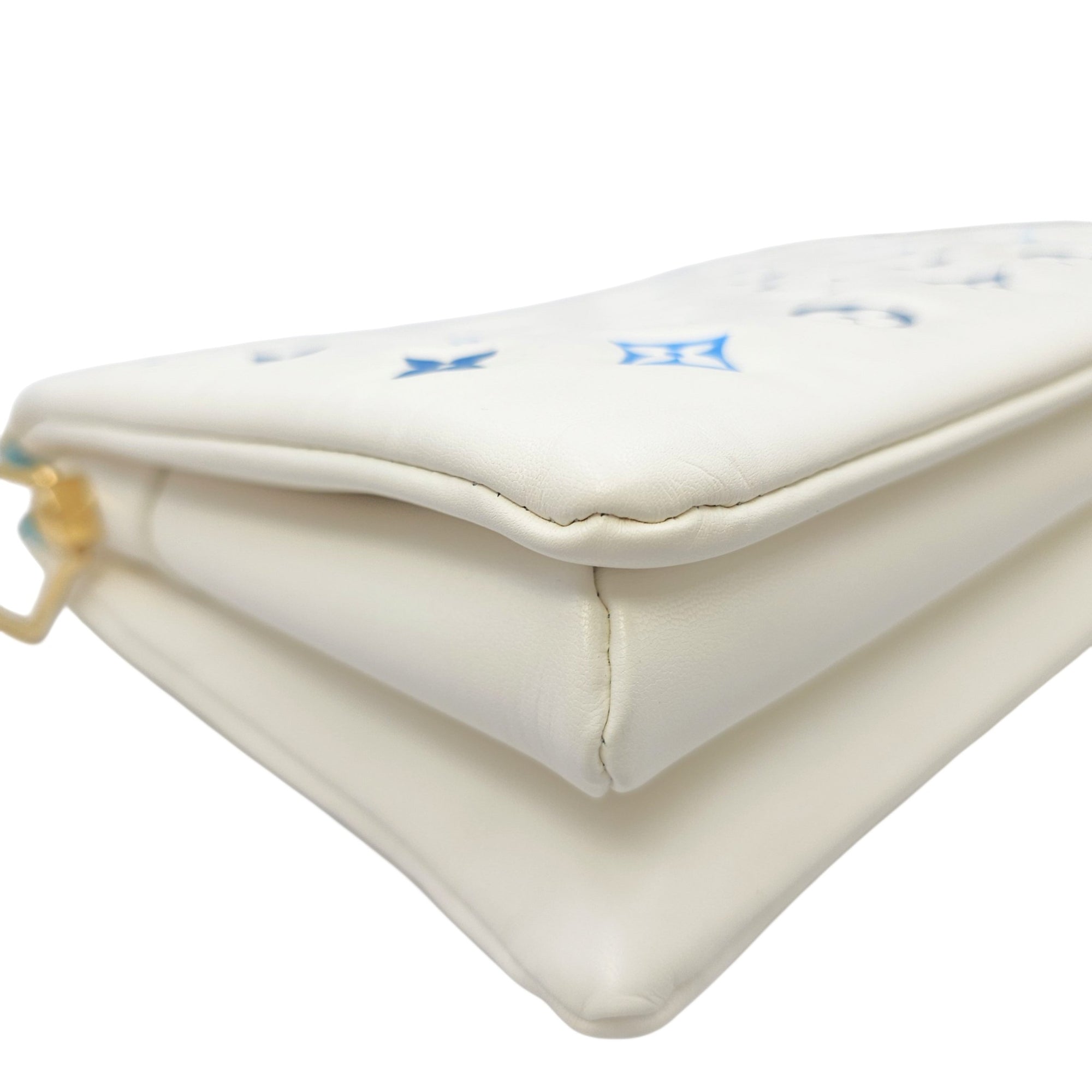 Coussin  PM White/Blue Crossbody Bag in Lambskin Gold hardware
