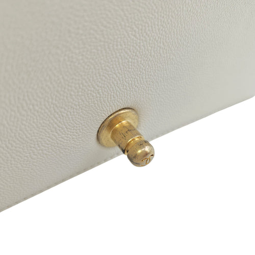 Boy Small White Shoulder Bag in Caviar Leather Gold hardware