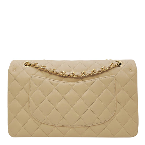 Classic Medium Beige Shoulder Bag in Calfskin Gold hardware