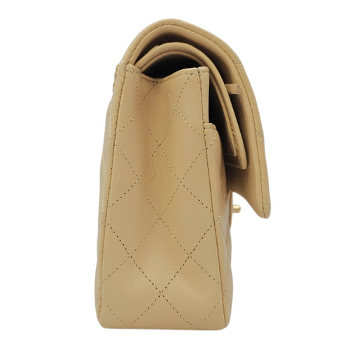 Classic Medium Beige Shoulder Bag in Calfskin Gold hardware
