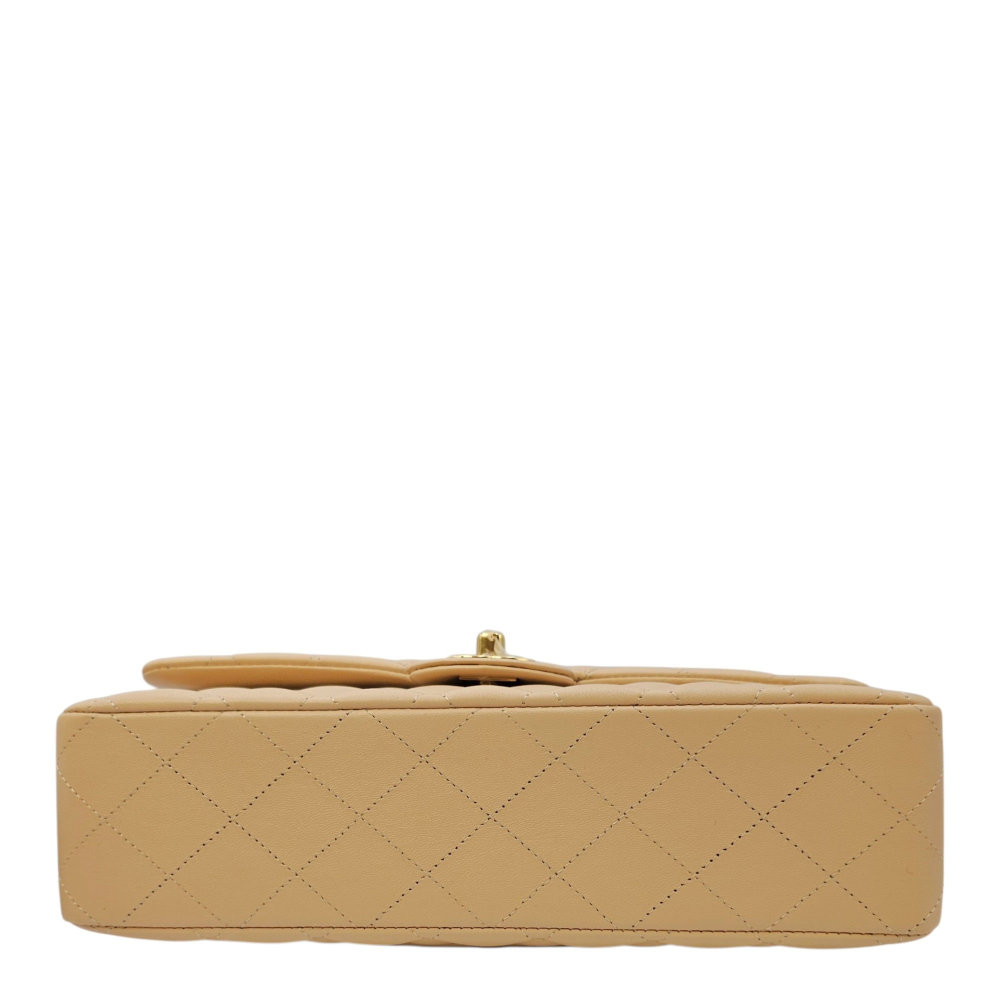 Classic Medium Beige Shoulder Bag in Calfskin Gold hardware