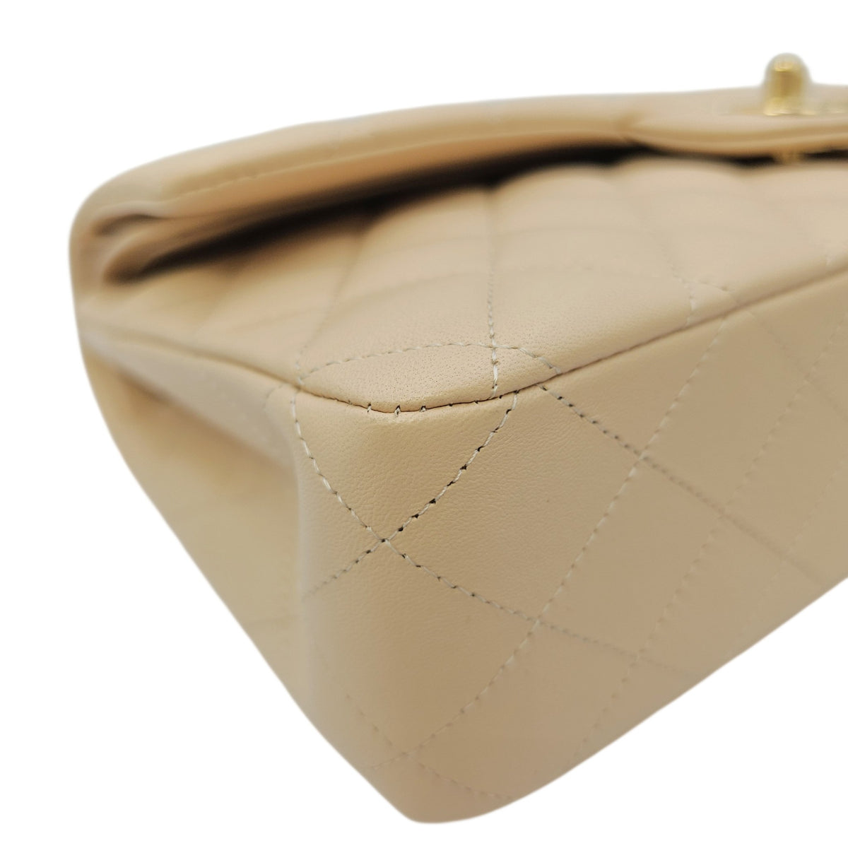 Classic Medium Beige Shoulder Bag in Calfskin Gold hardware