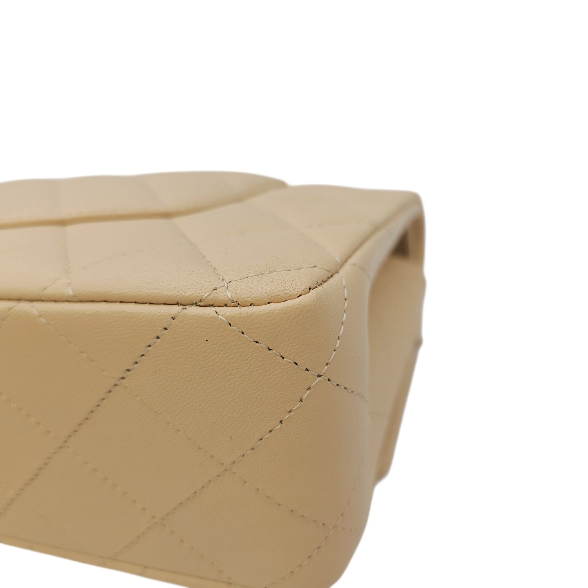 Classic Medium Beige Shoulder Bag in Calfskin Gold hardware