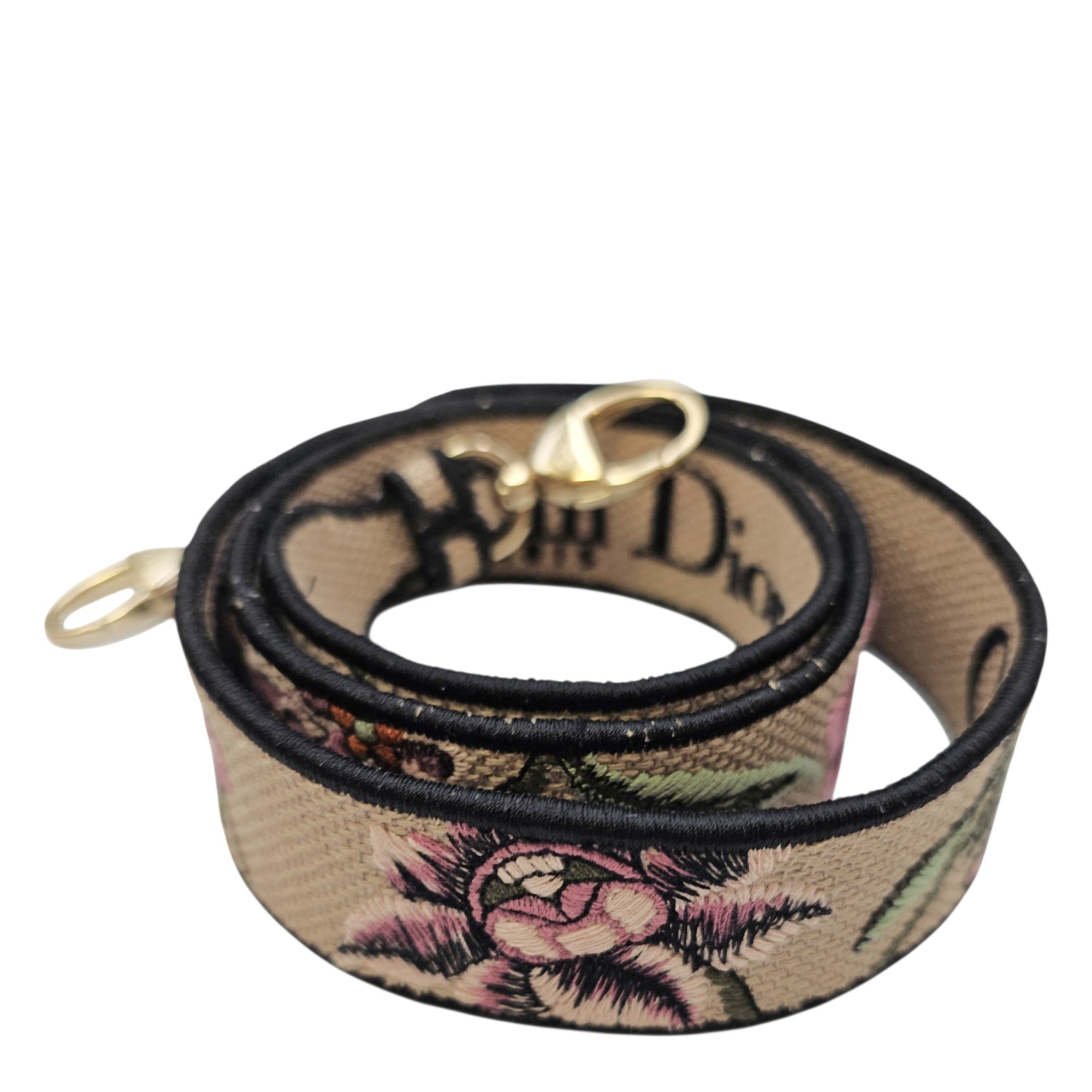 Lady D-Lite Mini Beige Multicolor Jardin Fleuri Embroidery Top Handle Bag in Fabric Gold hardware