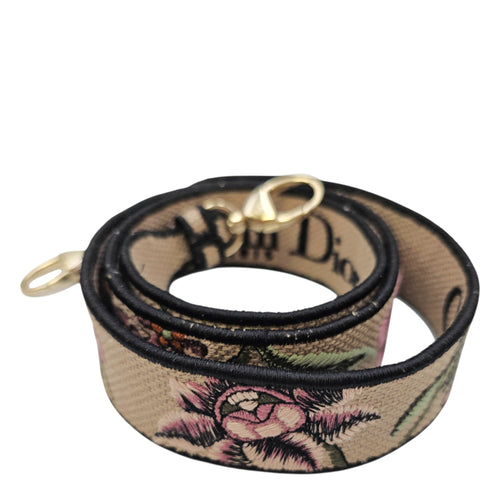 Lady D-Lite Mini Beige Multicolor Jardin Fleuri Embroidery Top Handle Bag in Fabric Gold hardware