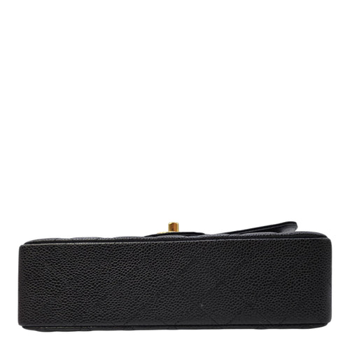 Classic Small Black Shoulder Bag in Caviar Leather Gold hardware