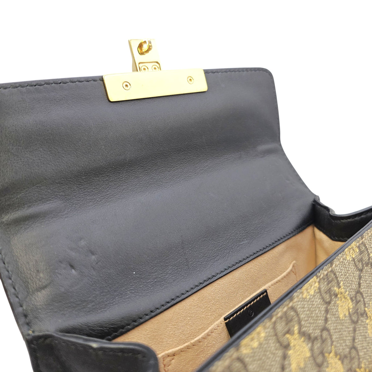 Padlock Small Beige Shoulder Bag in Canvas Gold hardware