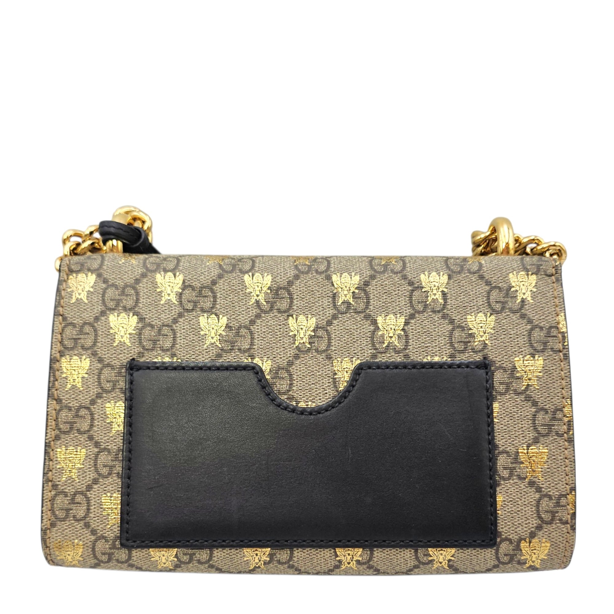 Padlock Small Beige Shoulder Bag in Canvas Gold hardware
