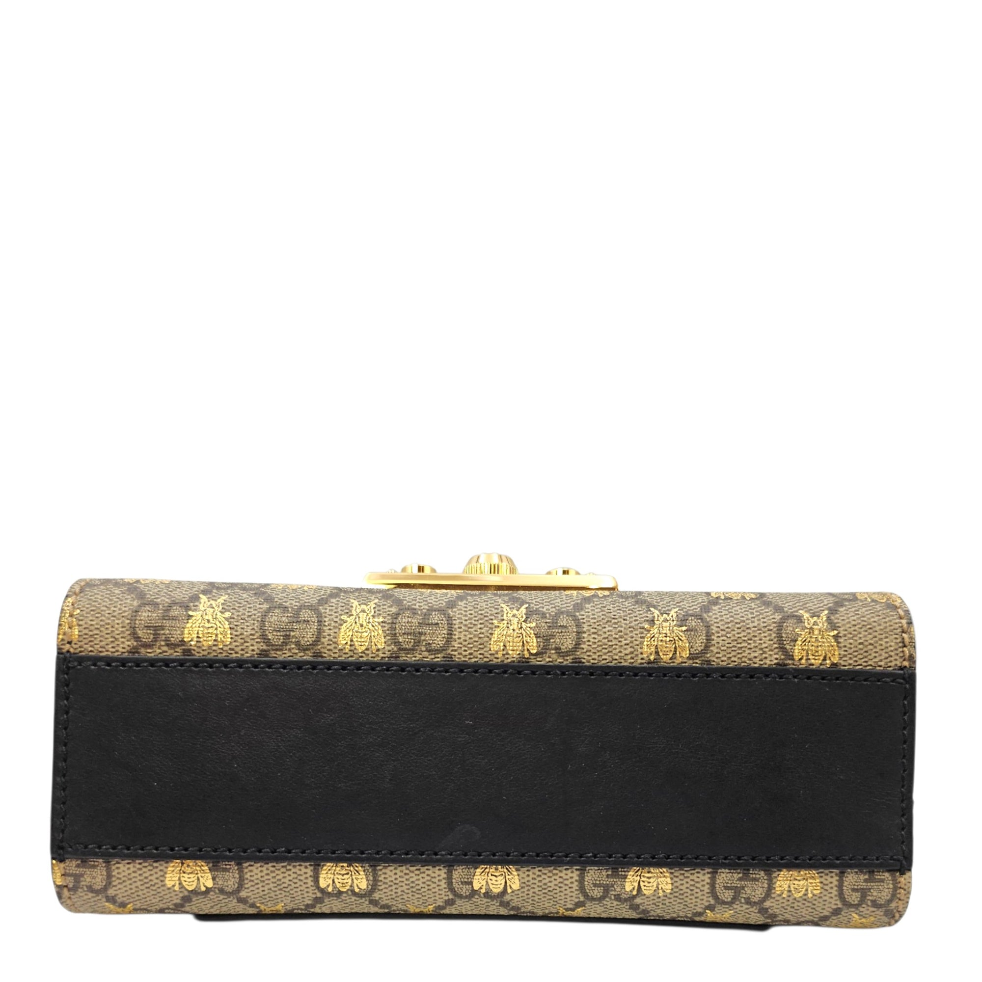 Padlock Small Beige Shoulder Bag in Canvas Gold hardware