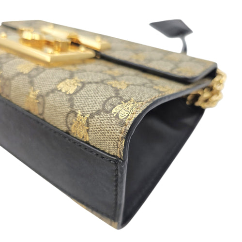 Padlock Small Beige Shoulder Bag in Canvas Gold hardware