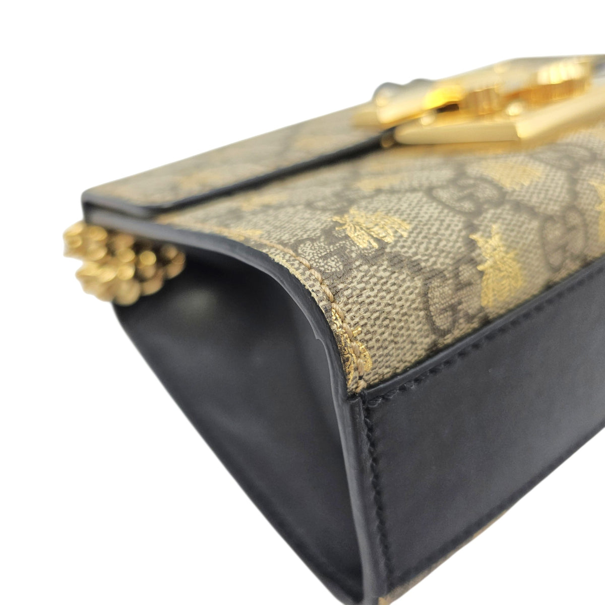 Padlock Small Beige Shoulder Bag in Canvas Gold hardware