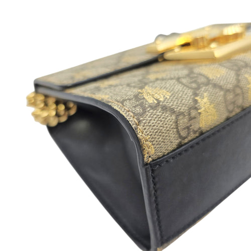 Padlock Small Beige Shoulder Bag in Canvas Gold hardware