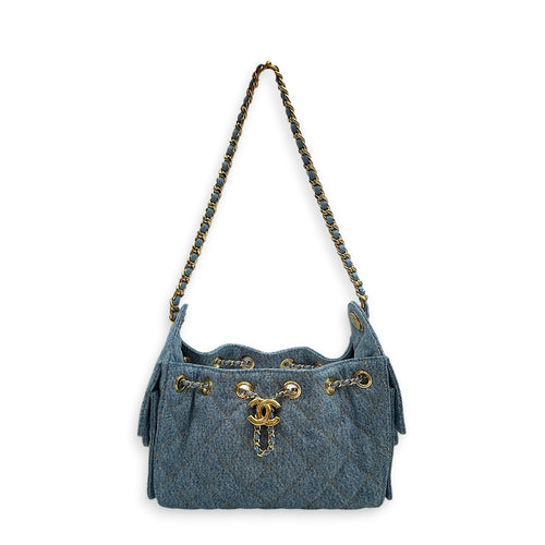 C25  Blue Shoulder Bag in Denim Gold hardware
