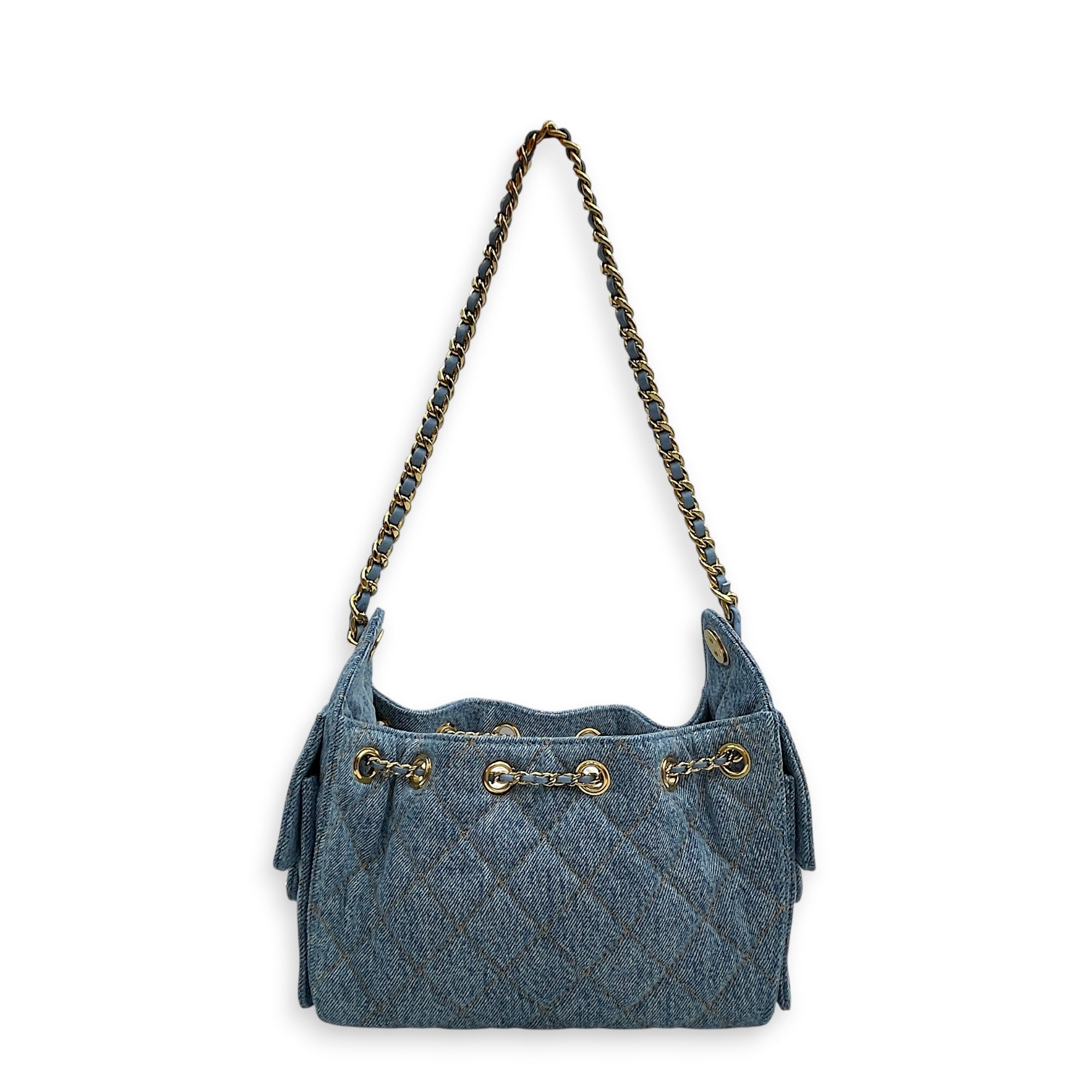 C25  Blue Shoulder Bag in Denim Gold hardware