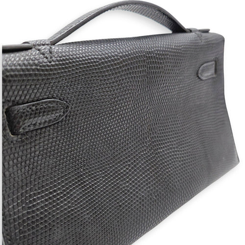 Kelly pochette Mini Noir in Lizard Varanus Salvator Palladium hardware