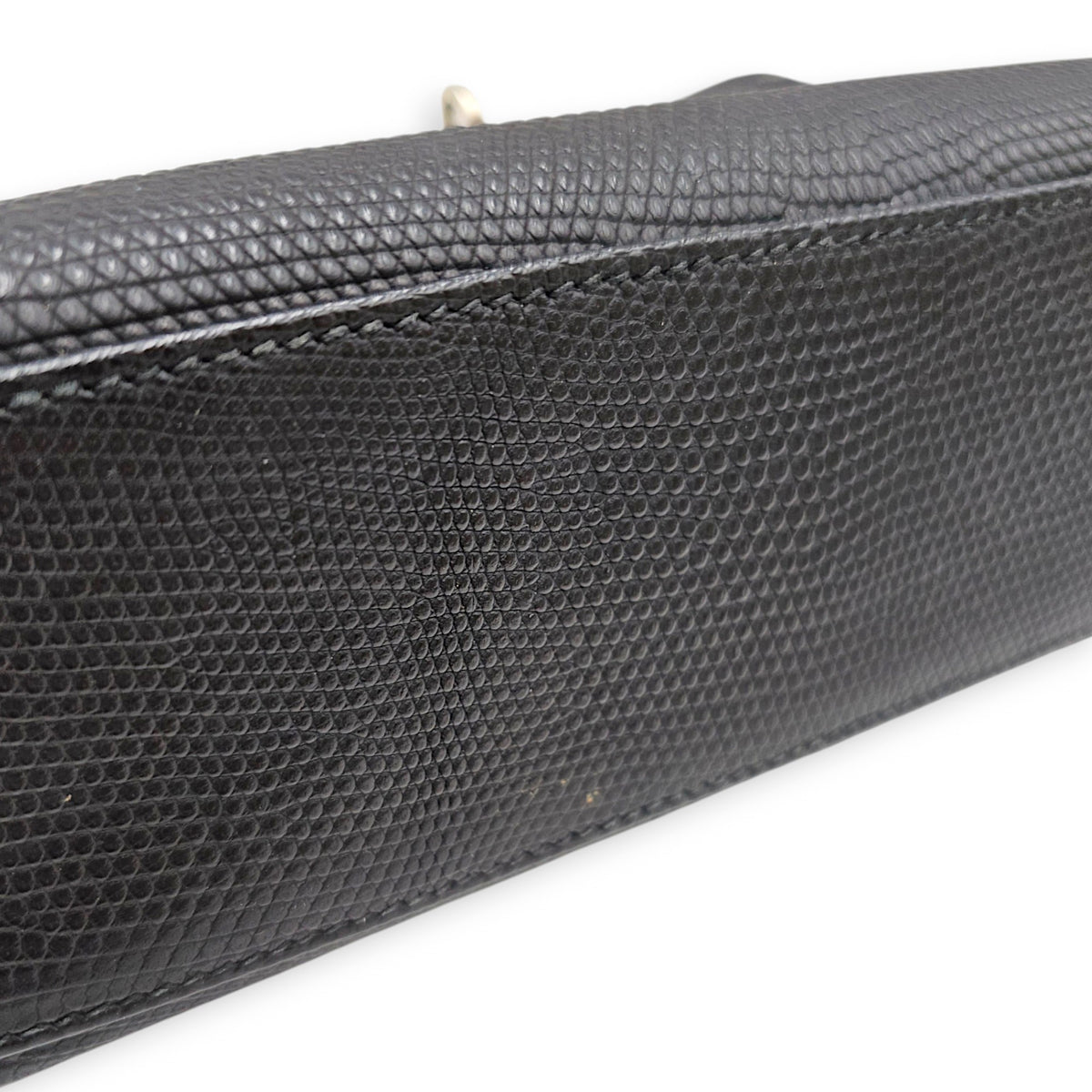 Kelly pochette Mini Noir in Lizard Varanus Salvator Palladium hardware
