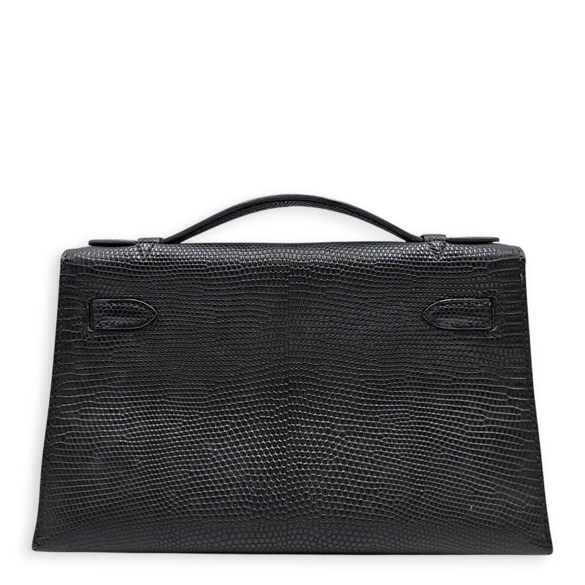 Kelly pochette Mini Noir in Lizard Varanus Salvator Palladium hardware