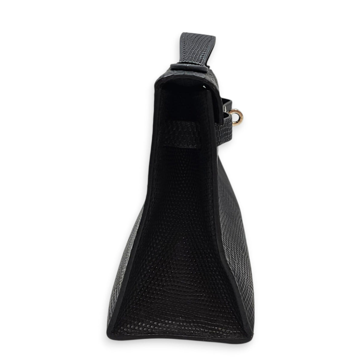 Kelly pochette Mini Noir in Lizard Varanus Salvator Palladium hardware