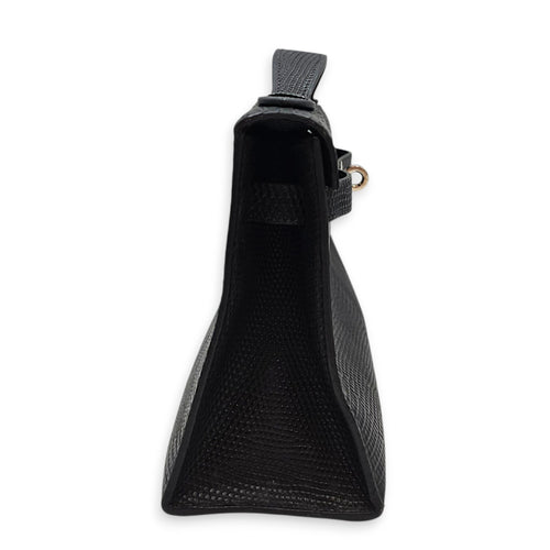 Kelly pochette Mini Noir in Lizard Varanus Salvator Palladium hardware