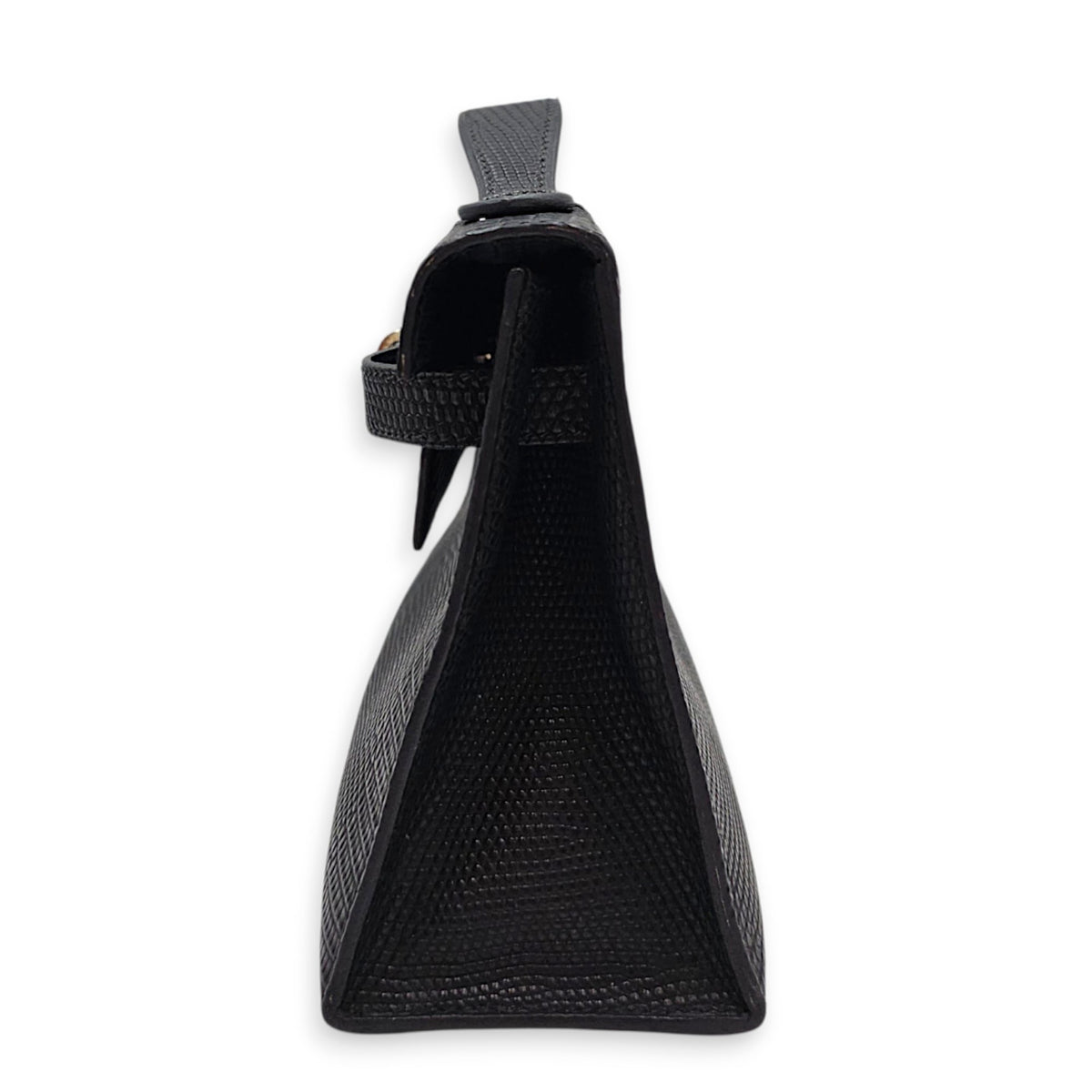 Kelly pochette Mini Noir in Lizard Varanus Salvator Palladium hardware