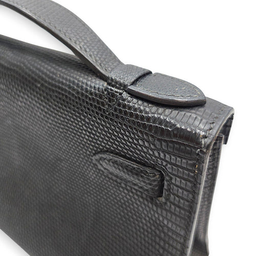 Kelly pochette Mini Noir in Lizard Varanus Salvator Palladium hardware