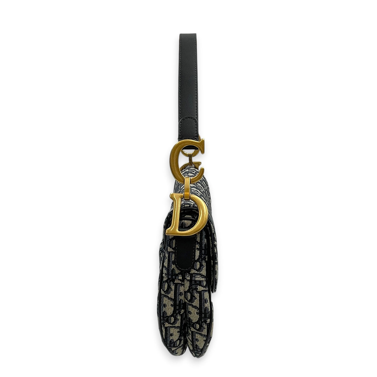 Saddle Medium Navy Blue Dior Oblique Shoulder Bag in Canvas Gold hardware