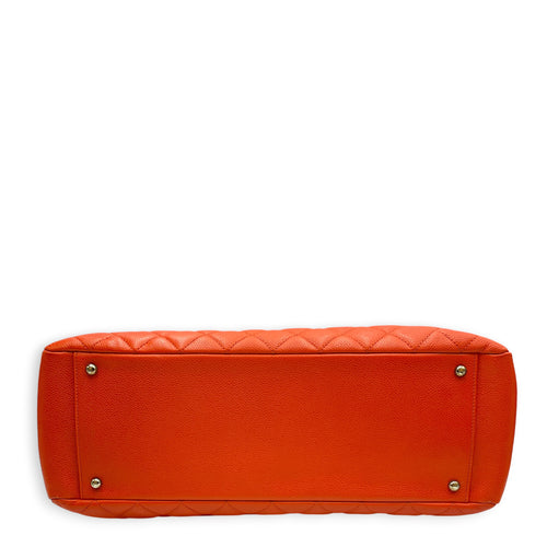GST XL  Orange Tote Bag in Caviar Leather Silver hardware