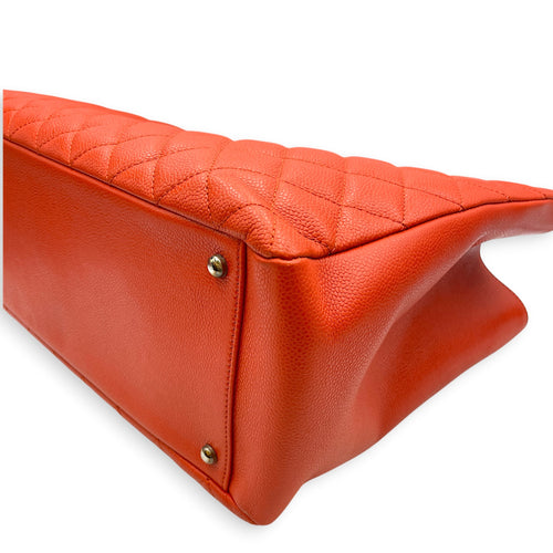 GST XL  Orange Tote Bag in Caviar Leather Silver hardware