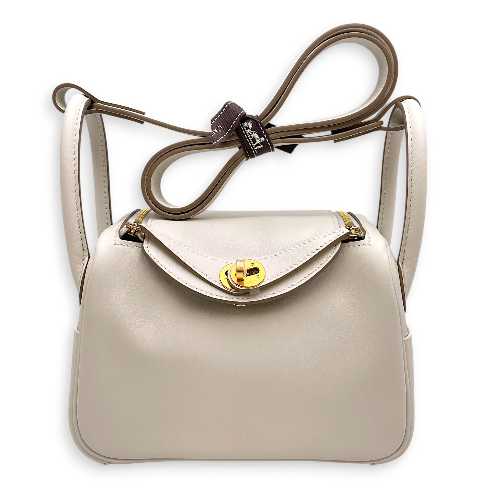 Verso Lindy II Mini Gris Pale/Gris Meyer in Swift Gold hardware
